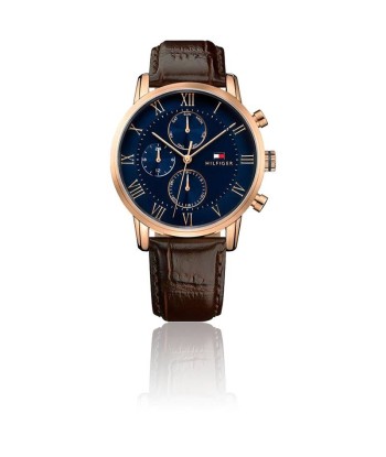 Tommy Hilfiger - Montre Homme Kane Cuir Marron Cadran Bleu de technologie