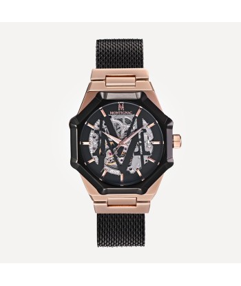 Montignac - Montre Octagone Automatique Rose Gold & Noire pas cher 