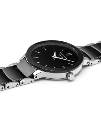 Pierre Lannier - Montre Céramique Cadran Noir Bracelet Acier Paris Déstockage Promo