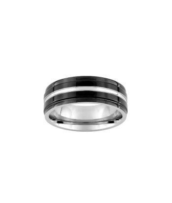 Pixies - Bague Homme Bicolore Acier Inoxydable Argenté & Noir Dans la société mordern