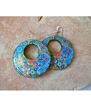 Isabella - Mexican Mixed Tiles Hoop Earrings solde