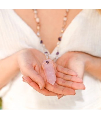 Collier Mala Quartz Rose du meilleur 