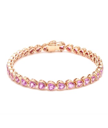 Bracelet tennis coeur en Saphir Rose 2023