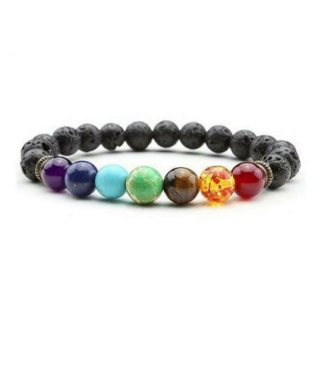 Bracelet "Santé 7 Chakras Pierres de lave" (2 achetés + 1 offert) Pour