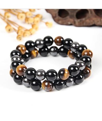 Bracelet "Énergie et Protection des 3 pierres" : Oeil de Tigre, Hématite et Obsidienne Noire de votre